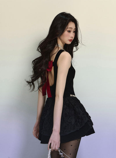 Velvet Slim Waist Short Dress DIA0315