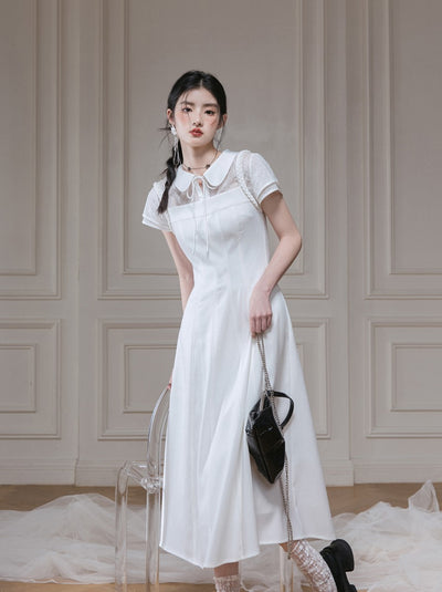 White Lace Shirt/Waist Dress COT0128