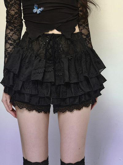 High Waist Lace Short Cake Skirt DIA0330