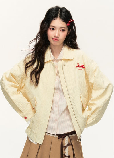 Contrast Color Jacquard Lapel Bow Jacket NTO0126