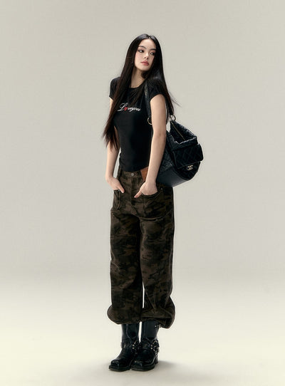 Leopard/Camouflage Wide-leg Pants VIA0196