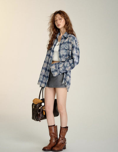 Tie-dyed Tassel Check Shirt SOM0100