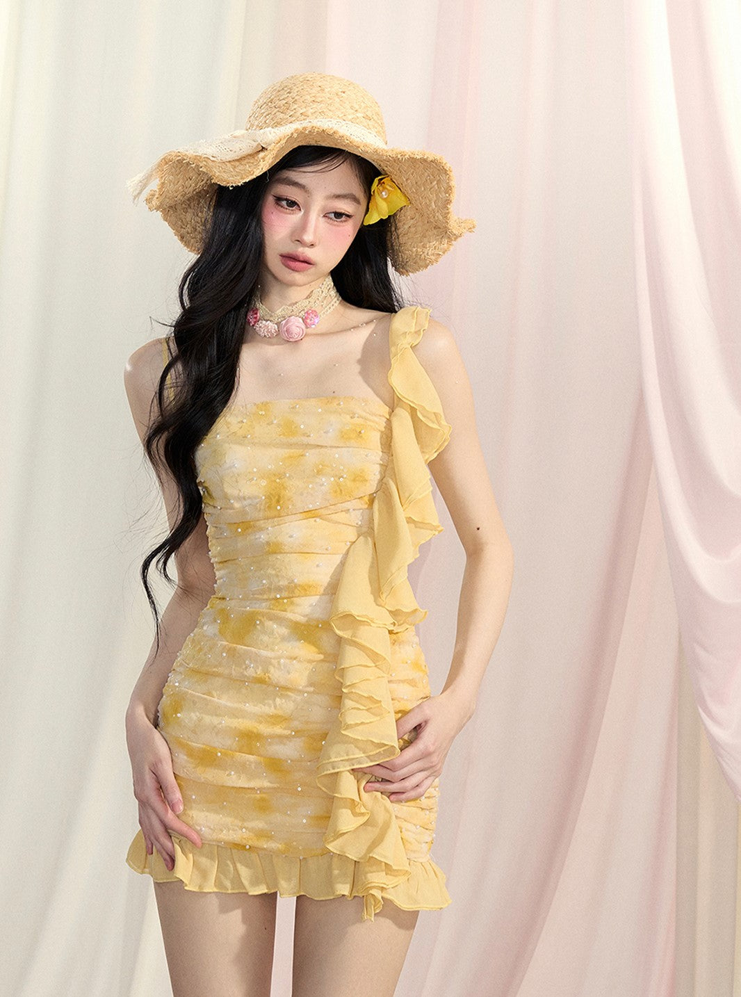 Yellow Ruffle Dress DIA0428