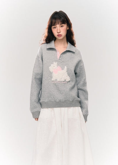 Polo Collar Bow Puppy Sweatshirt NTO0174