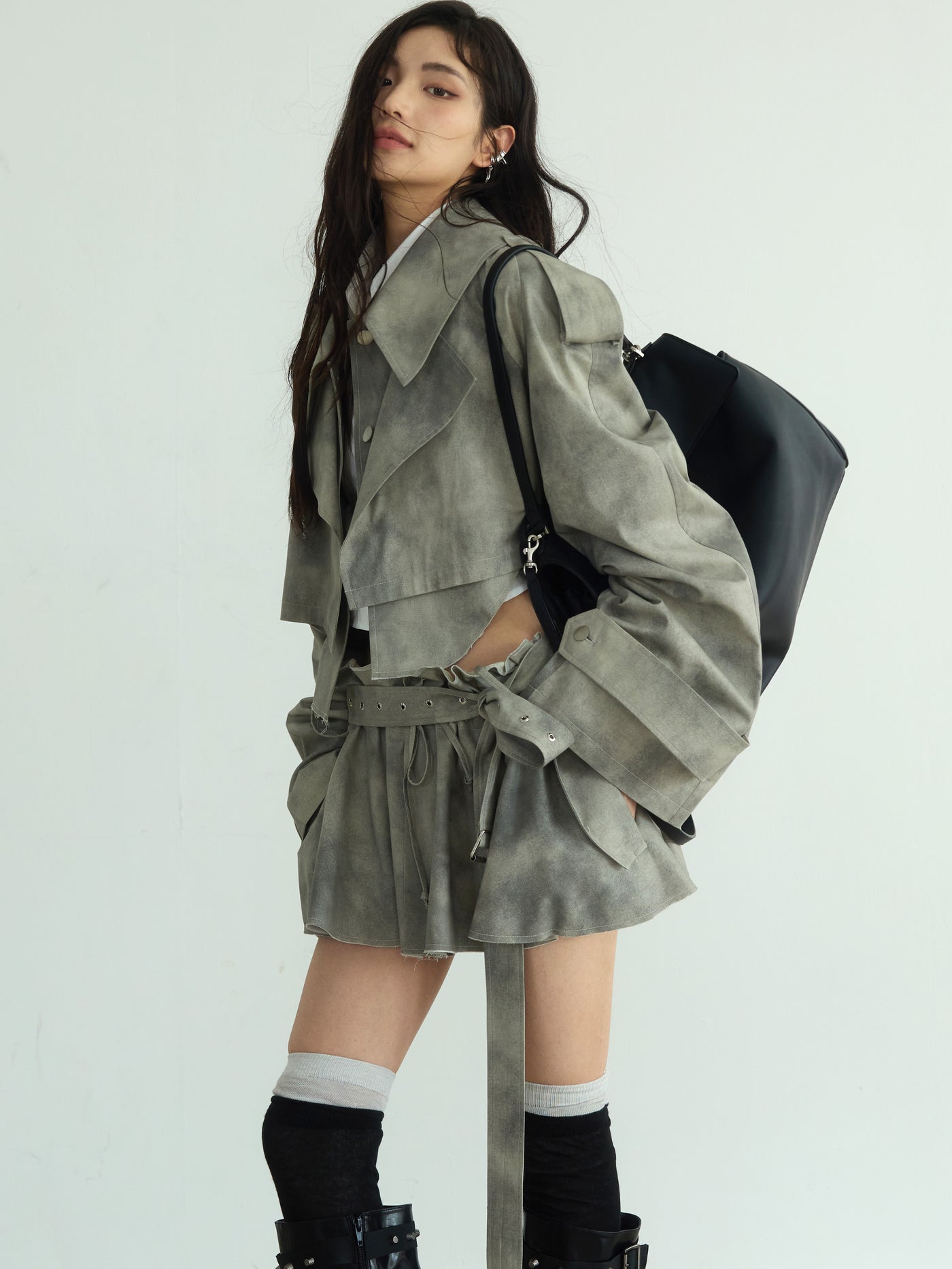 Wasteland Dirty Dye Windbreaker Jacket & Skirt JNY0168