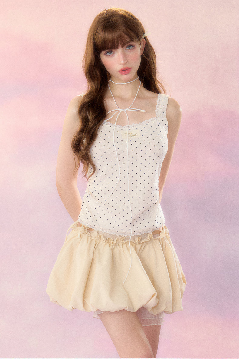 Point Lace Dot Pattern Girly Sleeveless Top SPE0041