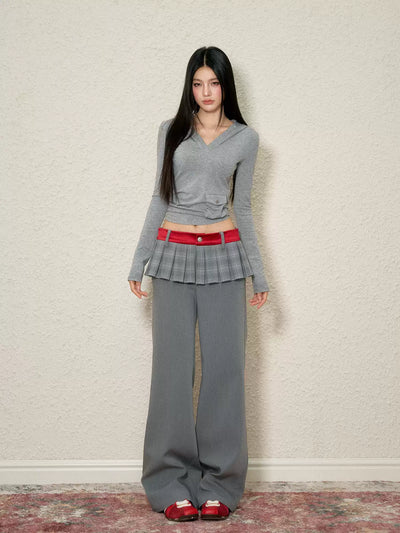 Fake Two-piece Gray Skirt Pants AGM0110
