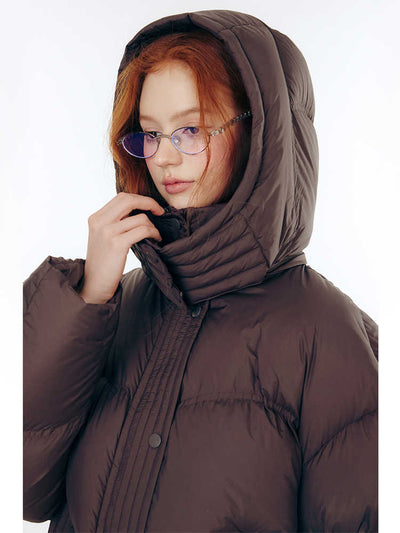 Short length hooded round silhouette warm down jacket LAC0244