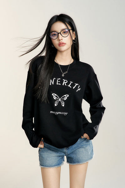 Diamond Long-sleeved Butterfly T-shirt MAC0083