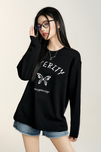 Diamond Long-sleeved Butterfly T-shirt MAC0083