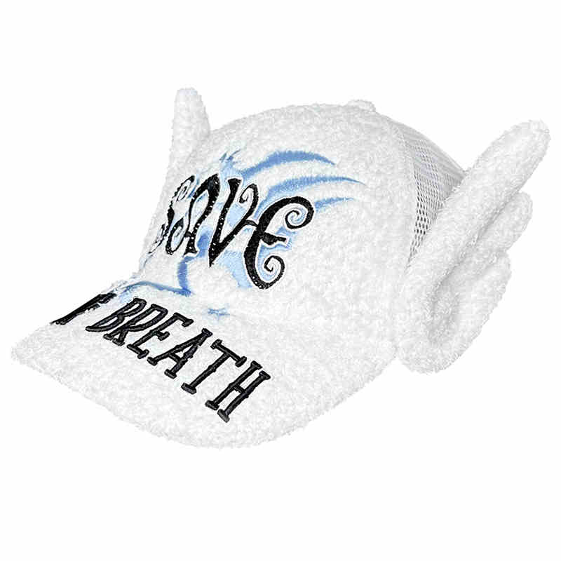 Fluffy logo design cap with angel wings CFI0040