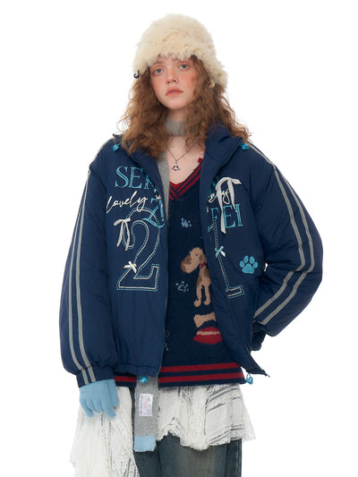 American Retro Design Dark Blue Sport Style Jacket ZIZ0204