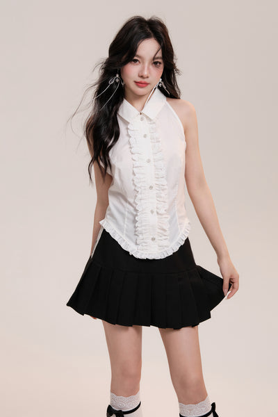 Lace Design Girly Sleeveless Shirt Top AOO0031