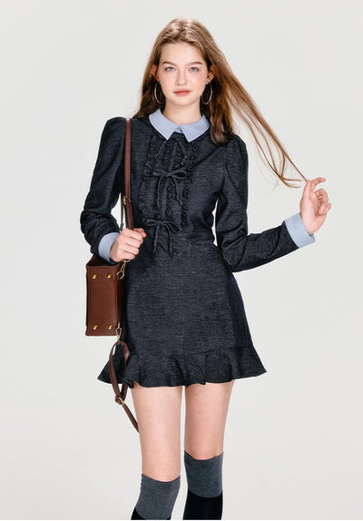 Shirt Collar Bow Earrings Temperament Waist Dress BOH0055