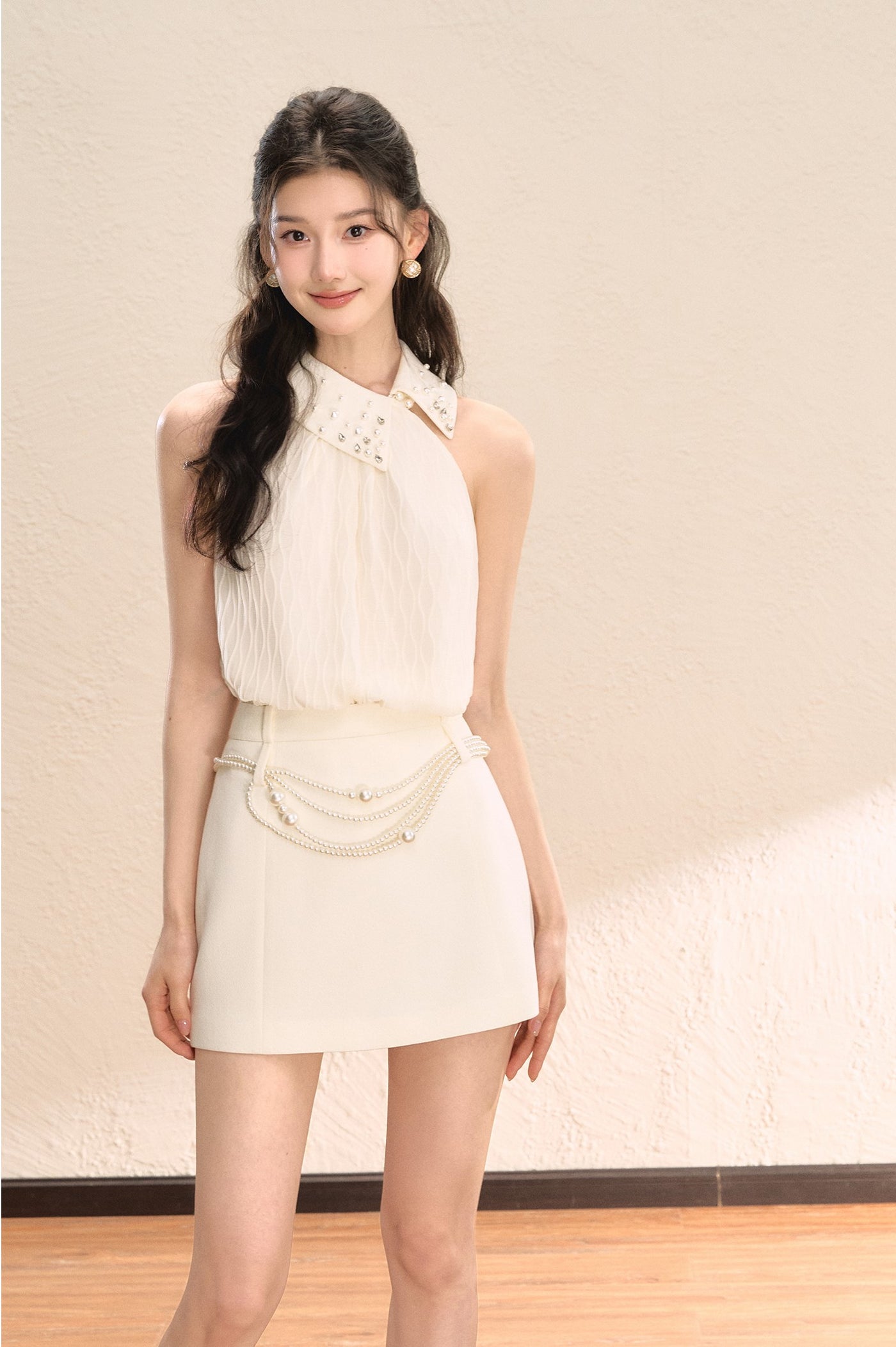 White High Waist Versatile A-line Short Skirt OSH0052