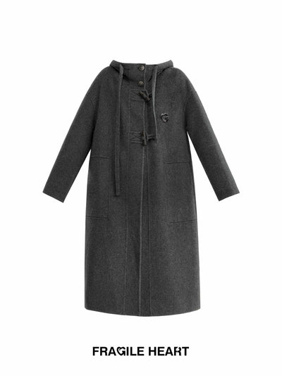 Lamb Wool Blend Hooded Duffle Coat FRA0222