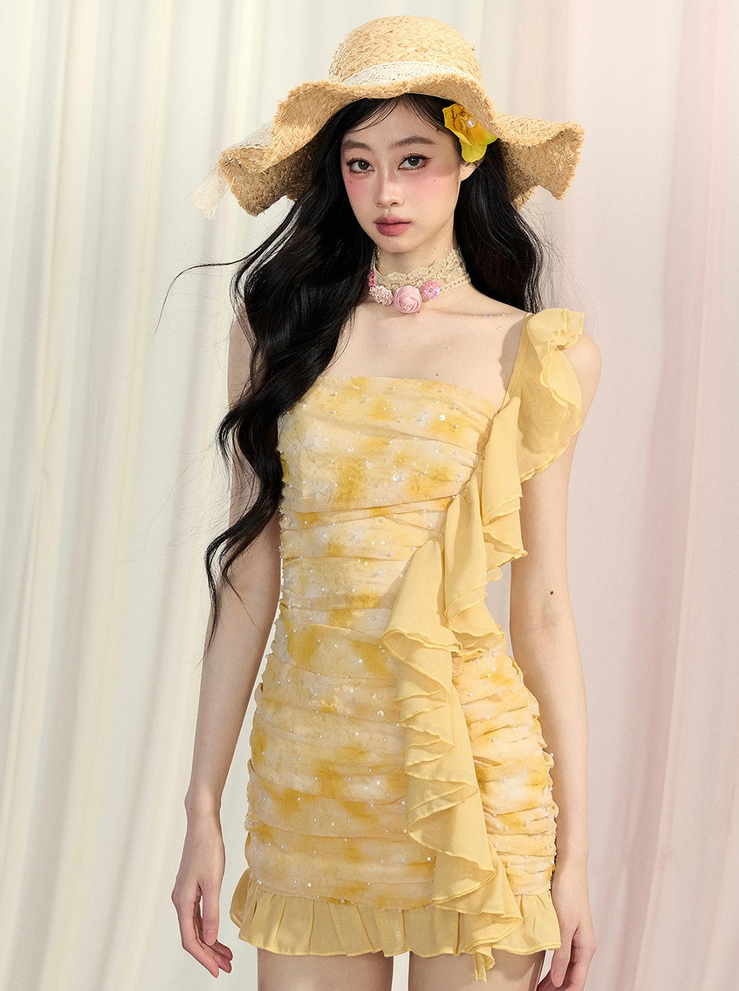 Yellow Ruffle Dress DIA0428