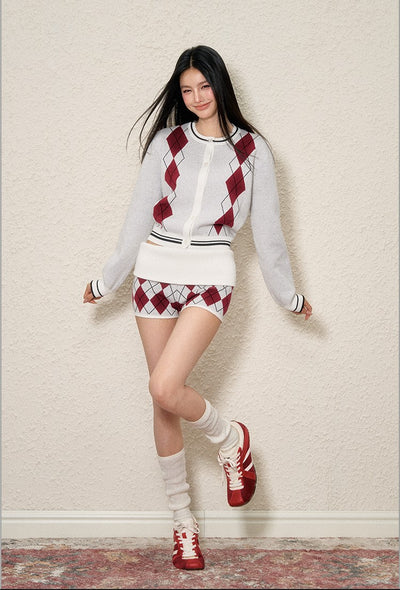 Diamond Knit Cardigan/Shorts AGM0092