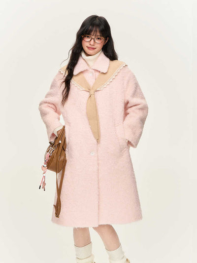 Middle length warm coat made of fluffy fabric NTO0160