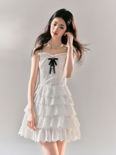 Ruffle Layered Ribbon Lace Girly Dress YOO0035