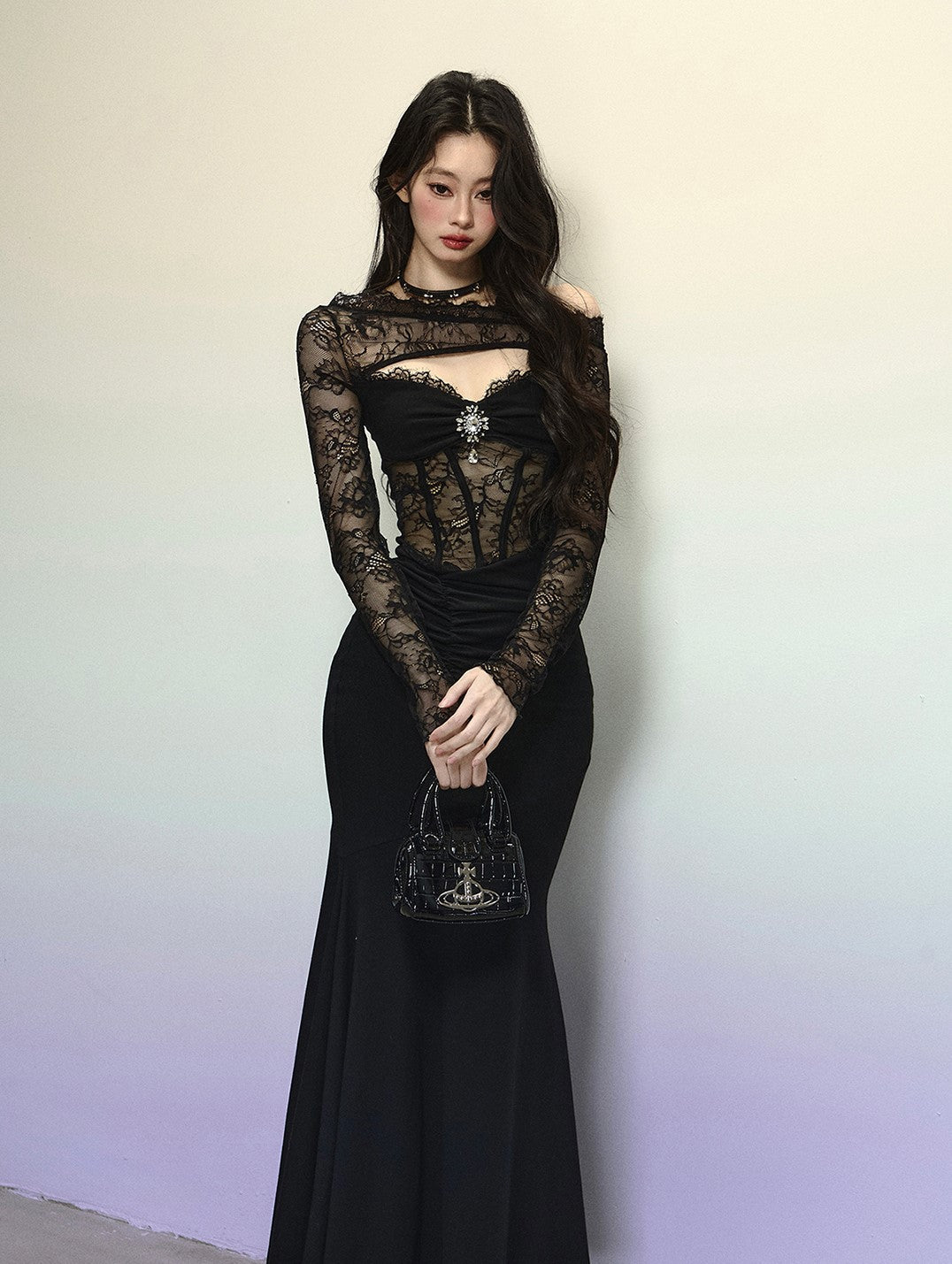 High-end Lace Long Dress DIA0318