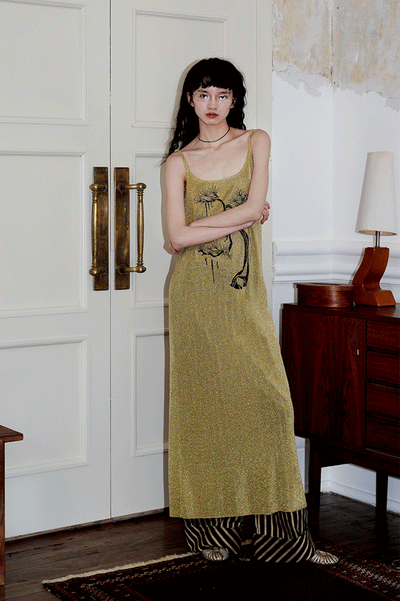 Embroidery Special Metallic Knitted Dress BAD0034