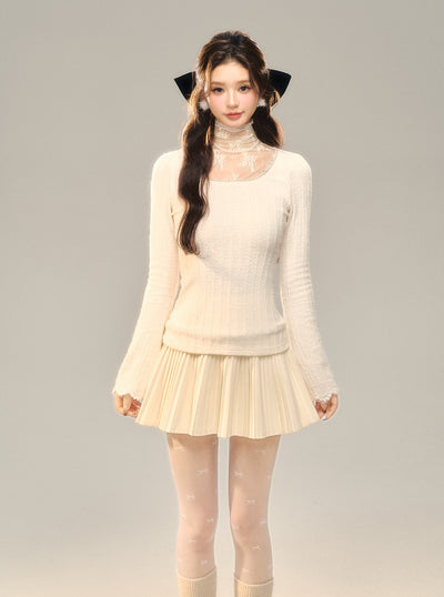 Lace Pile Square Collar Knit BBB0133