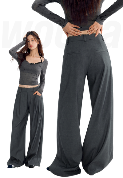 Lace High Waist Casual Suit Wide Pants WOO0118