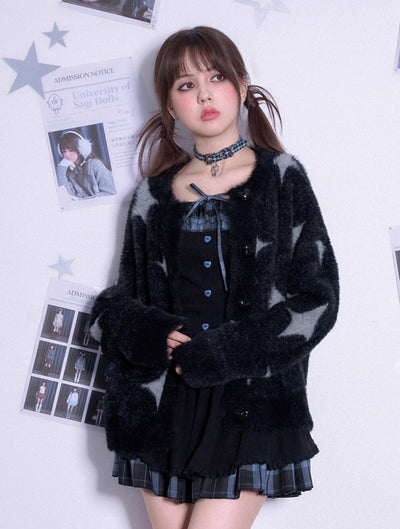 Blue Black Grid Knitted Cake Dress SAG0219