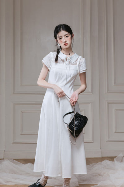 White Lace Shirt/Waist Dress COT0128