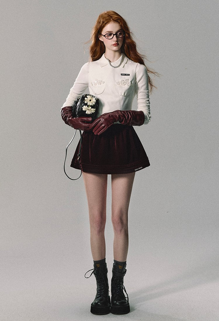 Pearl White College Style Knitted Sweater OAK0247