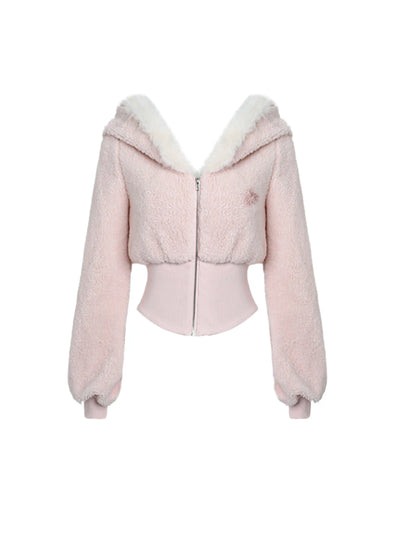 Peach Warm Lambswool Hooded Jacket/Pink Dress SER0107