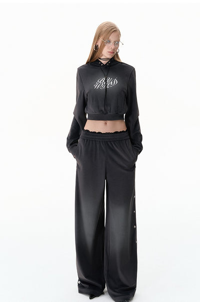 Velvet Sweatshirt Hoodie/Low Waist Rivet Design Pants BYW0018