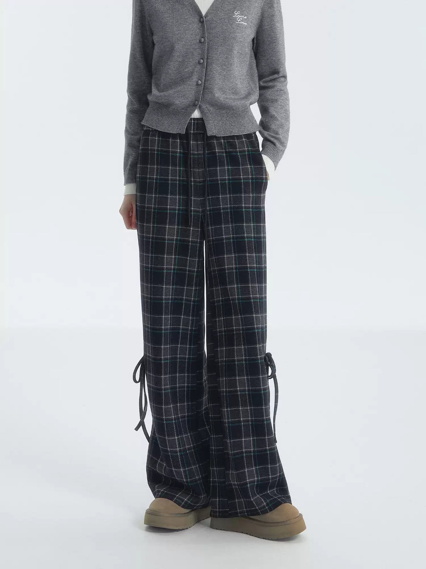 Plaid Drawstring Bow Casual Pants SOM0125