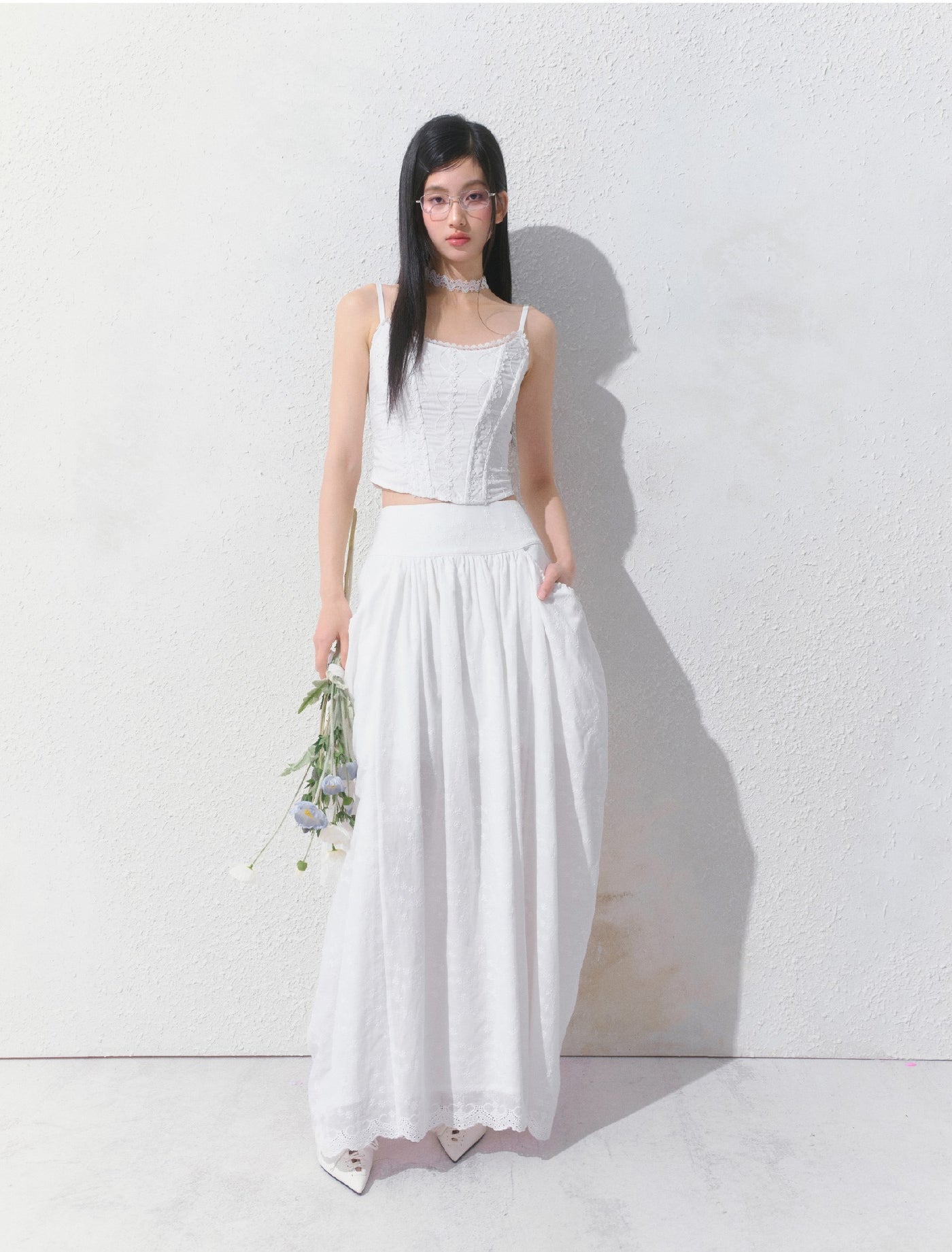White Lace Maxi Skirt SAL0139