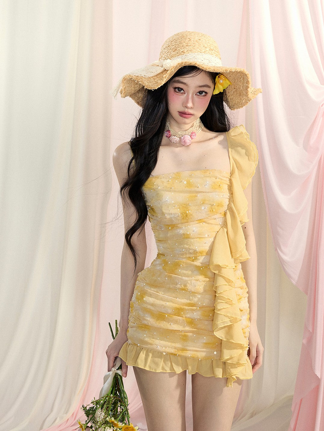 Yellow Ruffle Dress DIA0428