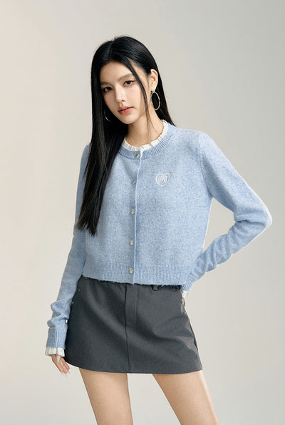 Lace Stitching Knitted Short Cardigan MAC0087