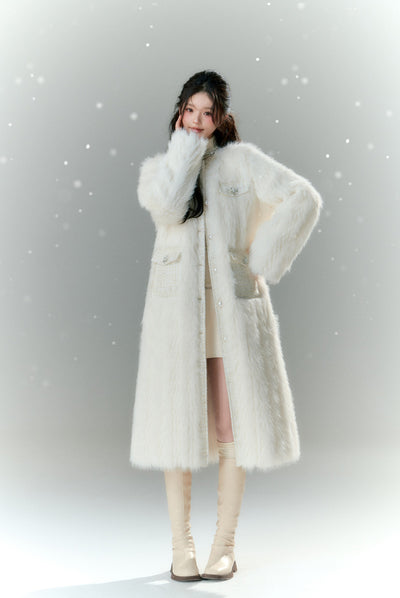 Imitation Fur Pearl Button Elegance Coat BBB0020