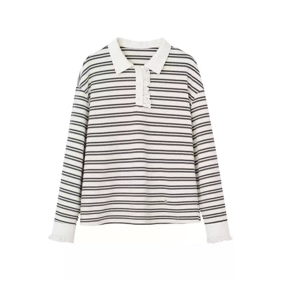 Striped Lace Polo Collar T-shirt SOM0148