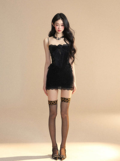 Lace Suspender Short Dress DIA0422