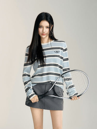 Lazy Style Embroidery Striped Sweater MAC0092