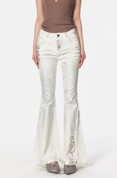 White High Waist Flared Jeans 4MU0095