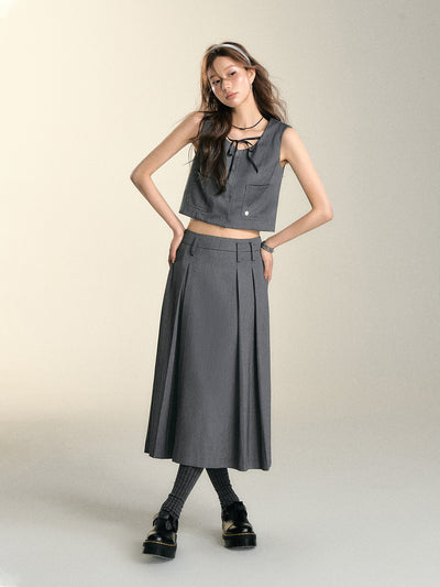 Asymmetric Gray Skirt SOM0090