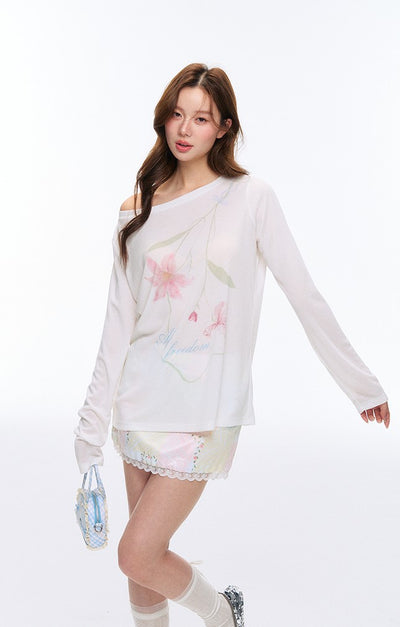 Flower Printed Loose T-shirt AFF0048