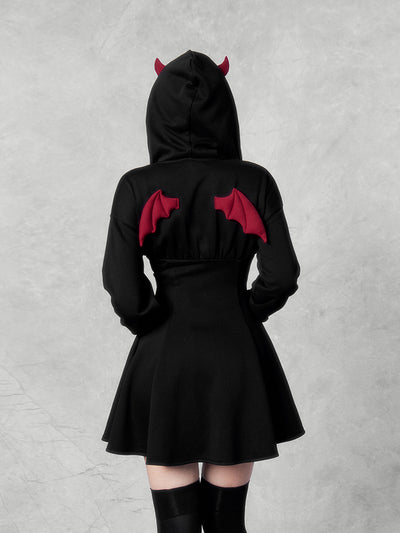 Full-Zip Hooded Long-Sleeve Devil Dress VOC0132