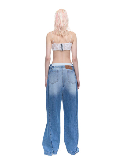 Double Waist Flared Washed Denim Pants ANS0024