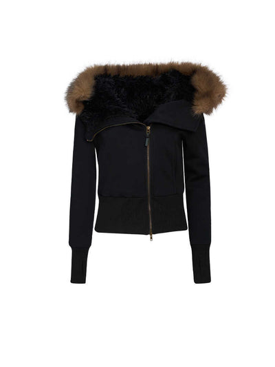 Gorgeous Fur Hoodie Slim Zip Top APE0339