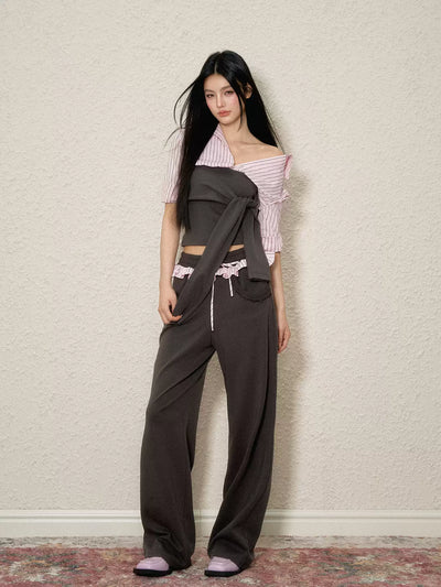 Fake Two-piece Casual Top/Lace Sweatpants AGM0091
