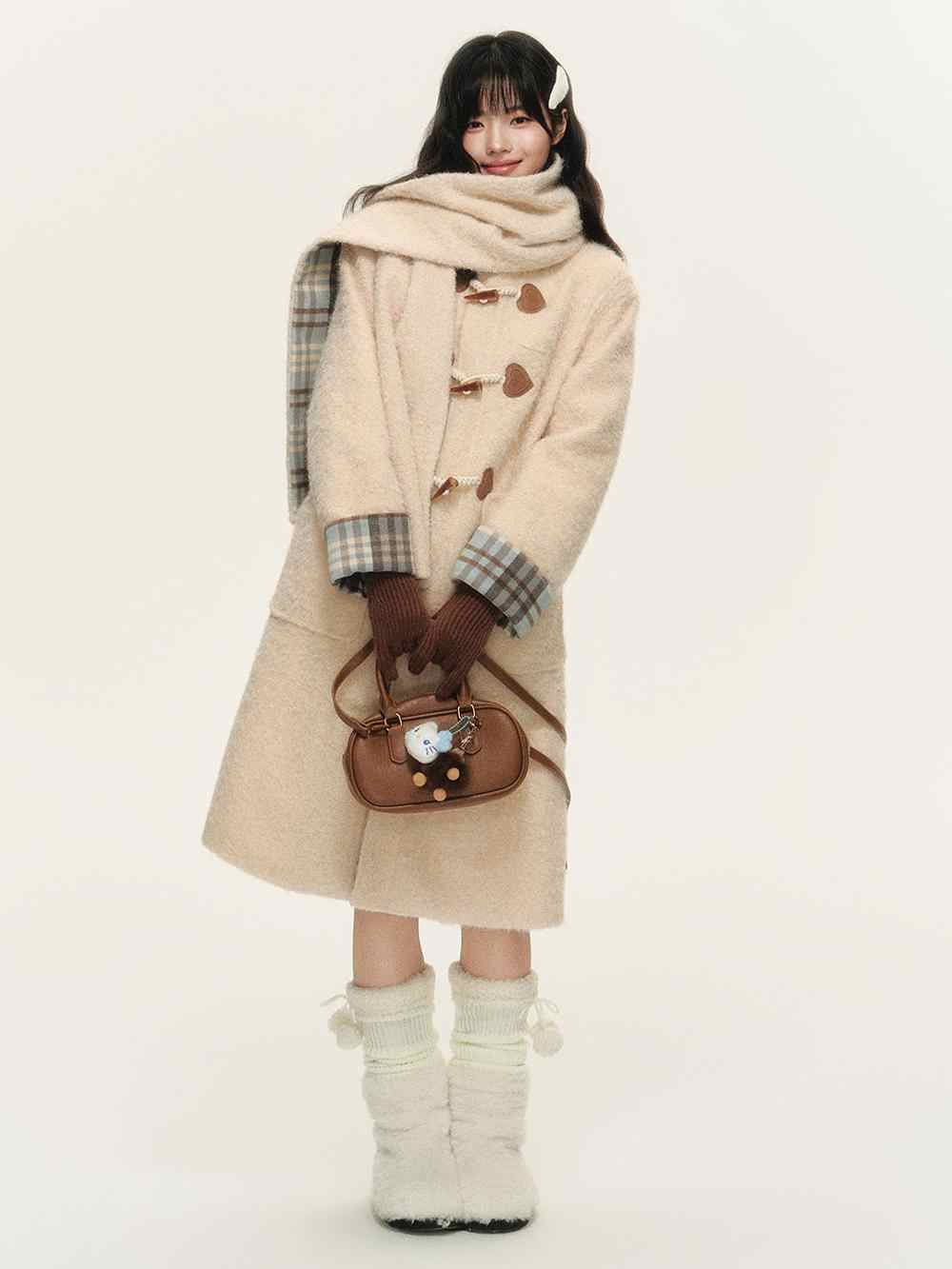 Plaid Lined Girly Duffle Coat NTO0150