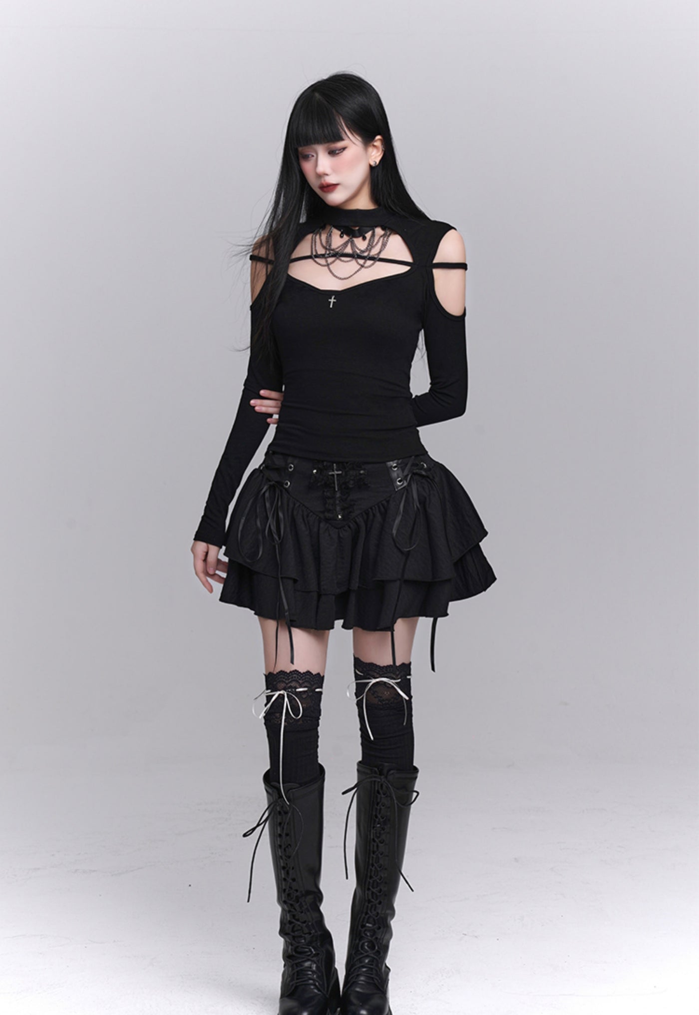 Black Lace Cake Short Skirt LAD0138